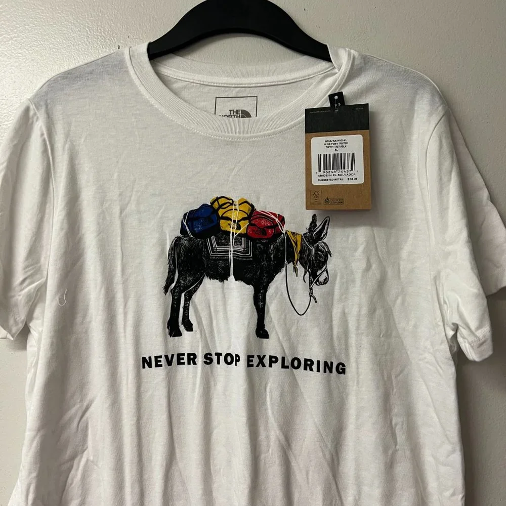 The North Face Women's Short Sleeve‎ Pony Wheels Tri-Blend Tee/White X-Large NWT - Picture 4 of 6